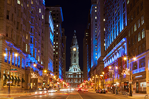 Philadelphia city hall by night